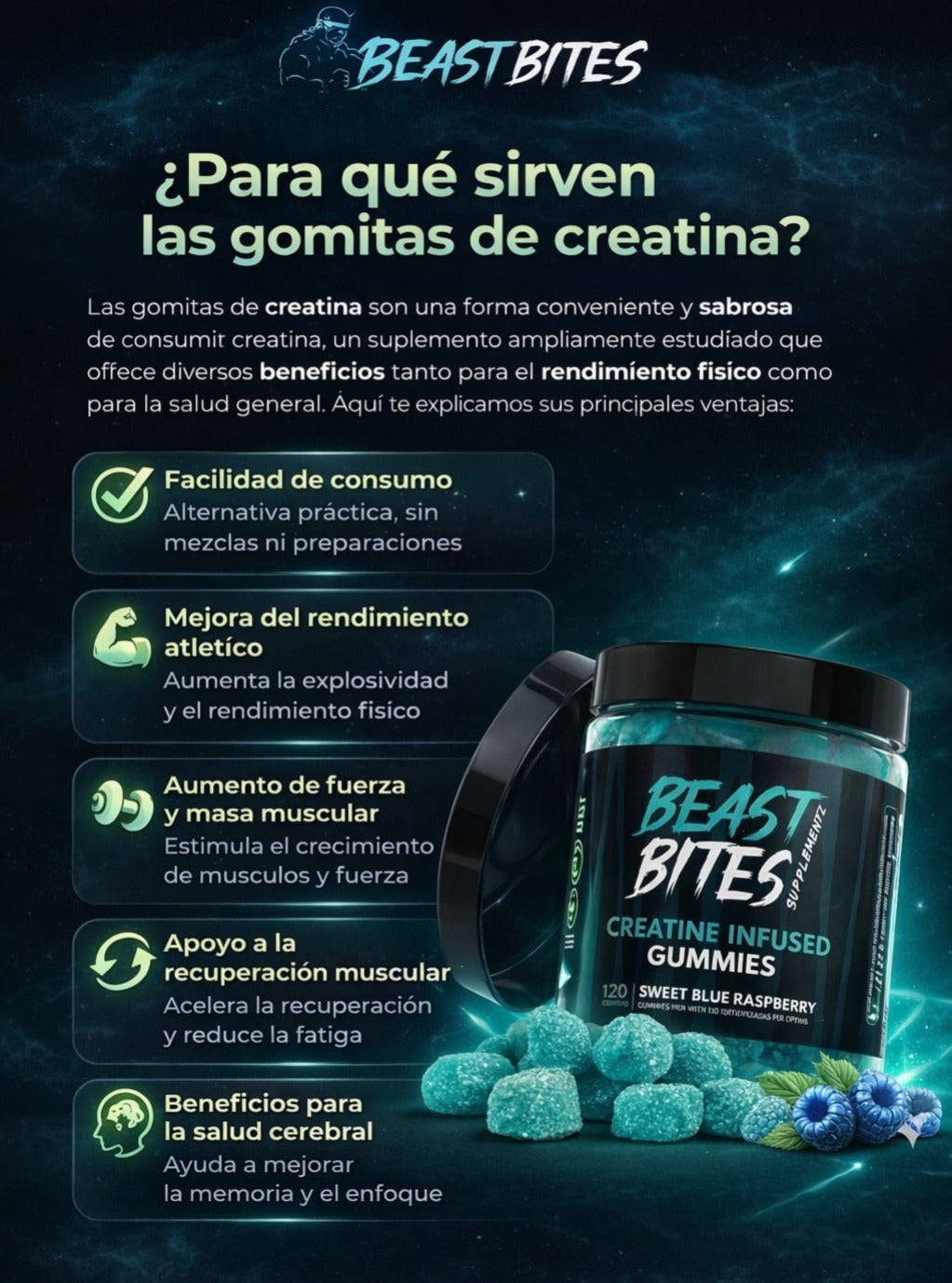 Creatina en gomitas x 120 und.
