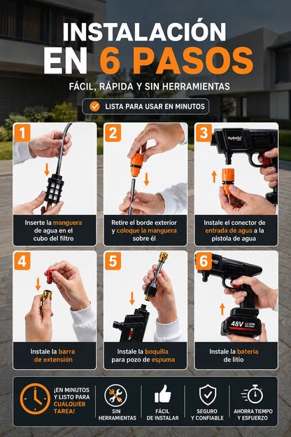 Hidrolavadora inalambrica Usando esta herramienta ahorras hasta 60% de consumo de agua!💧