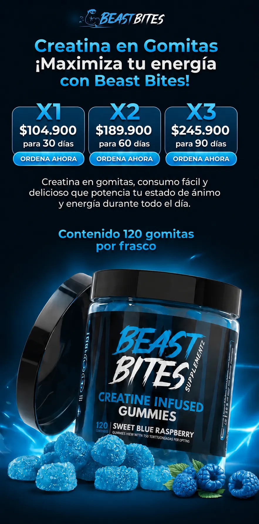 Creatina en gomitas x 120 und.
