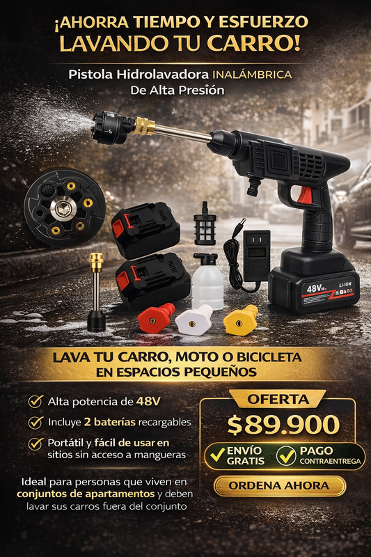 Hidrolavadora Inalámbrica 6 Chorros con 2 Baterias