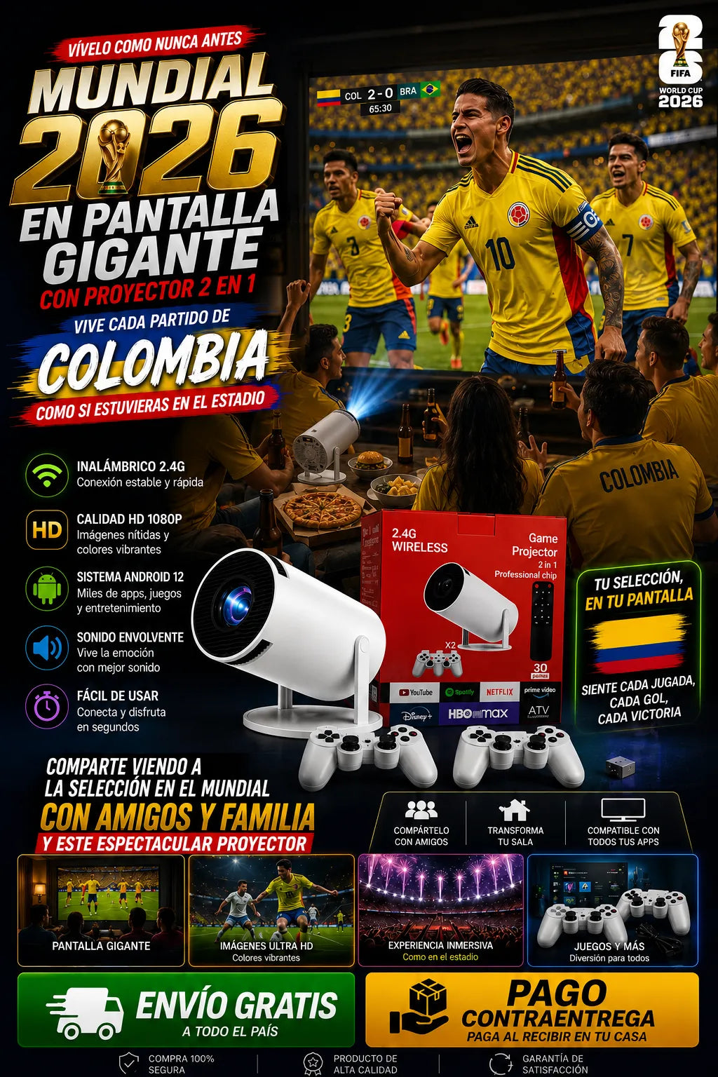 PROYECTOR HY 300 ¡VIVE EL MUNDIAL 2026 COMO SI ESTUVIERAS EN EL ESTADIO! ⚽️🏟️